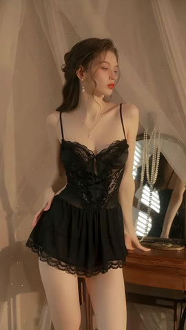 Miss Velva Playful Lace Rimmed Satin Nightgown – Playful and Comfortable Nightwear