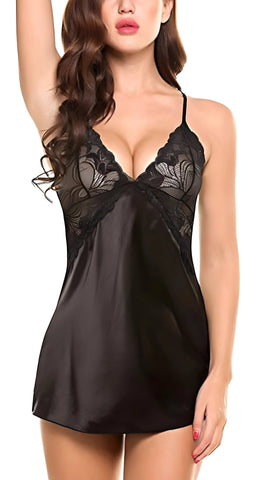 Miss Velva Romantic Lace & Satin Sleep Dress for Women – Luxurious Nightwear