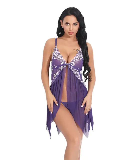 Miss Velva Sexy Open Front Lingerie Set – Playful Lace Design